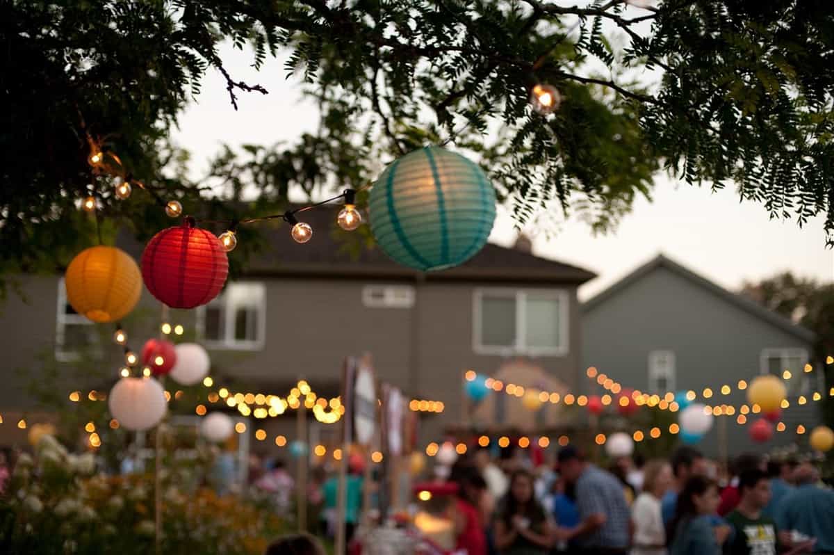 lanterns at night