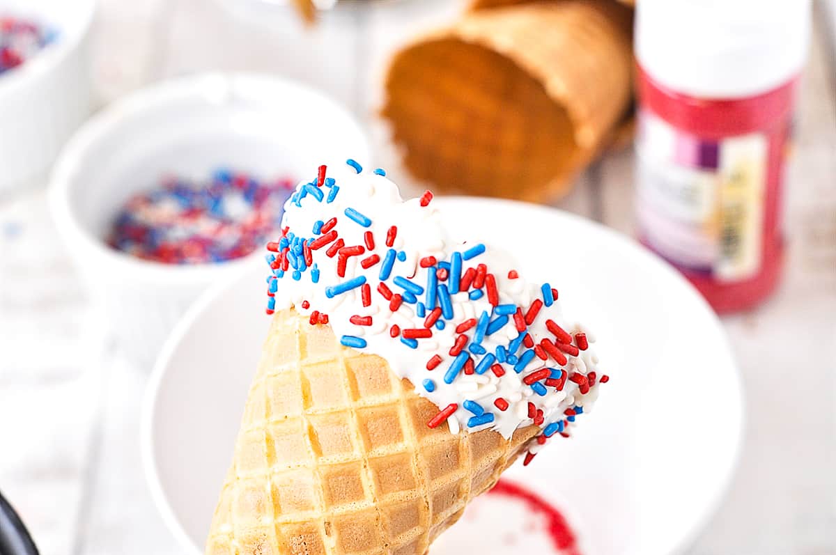 sprinkles on waffle cone