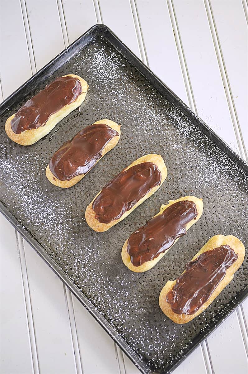 overhead shot of eclairs