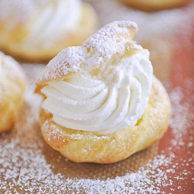 a filled cream puff