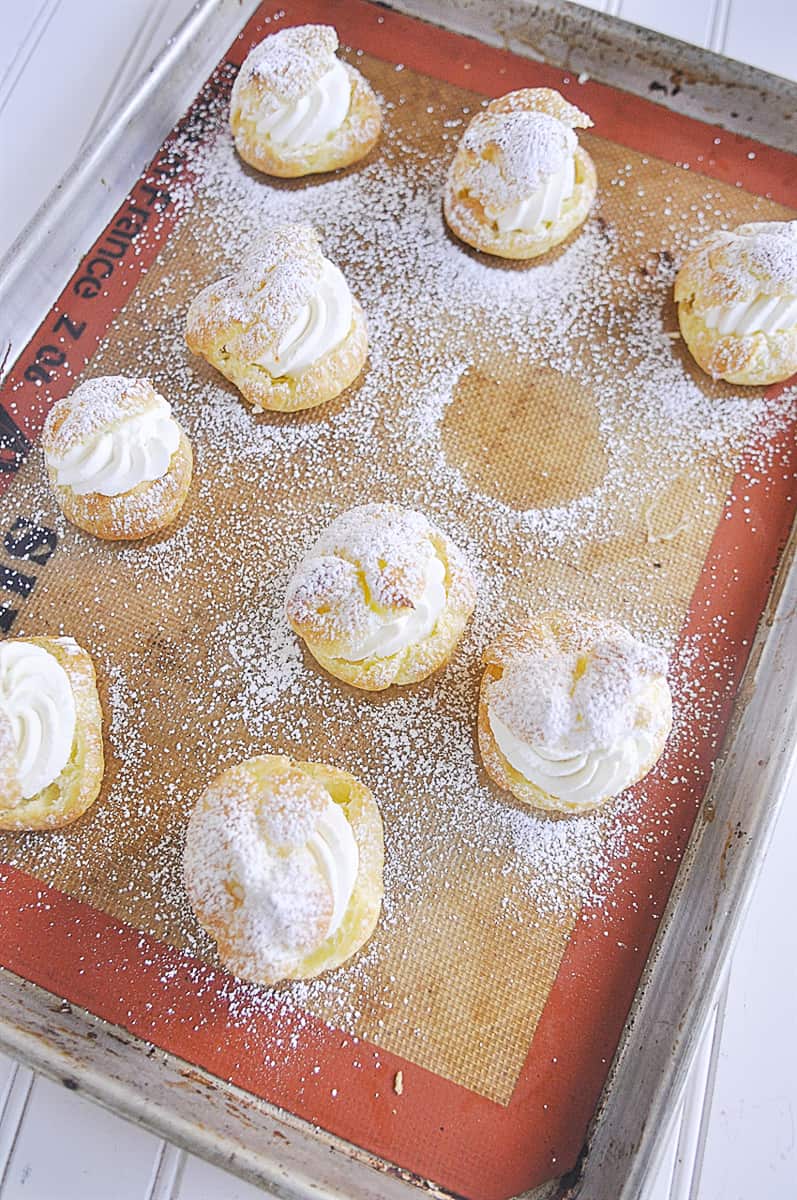 overhead shot of cream puffs