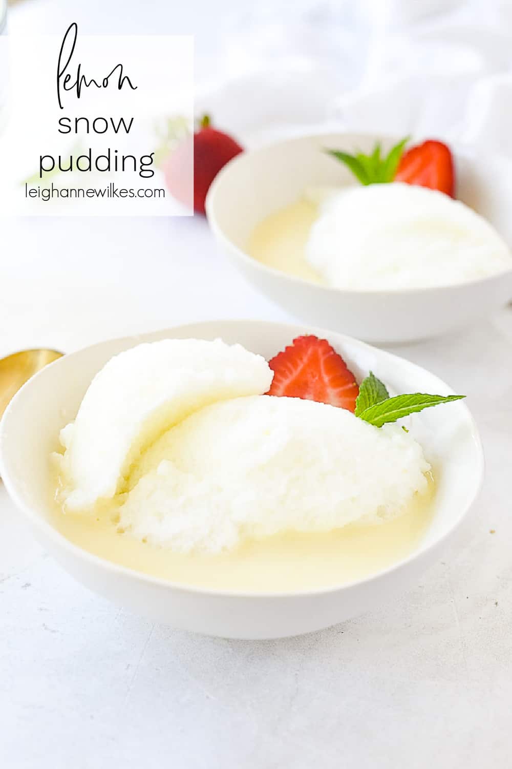 bowls of lemon snow pudding