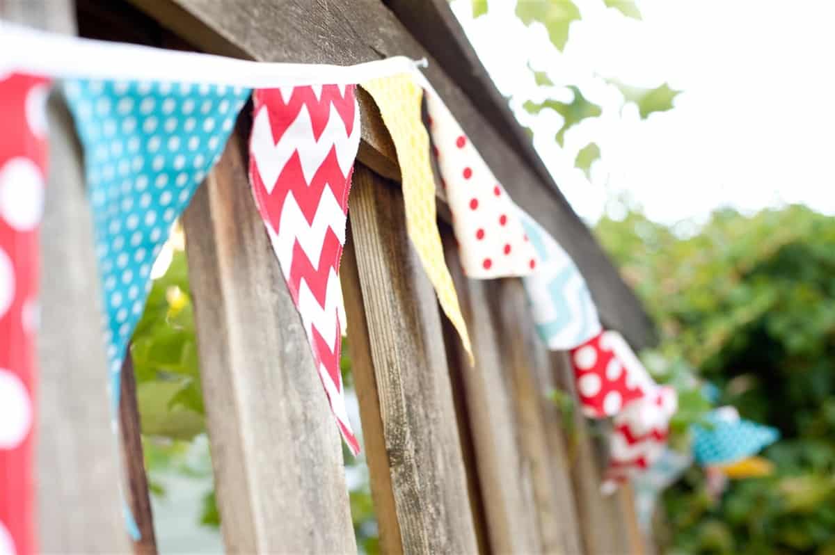 pennant banner on fence