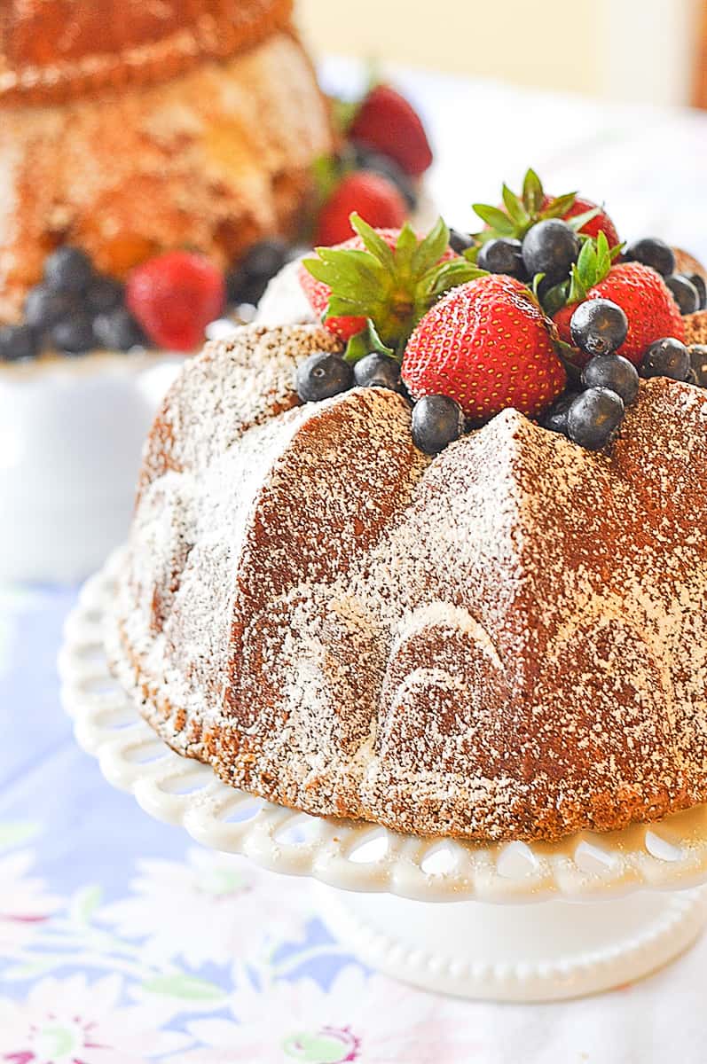 smaller bundt cake on stand