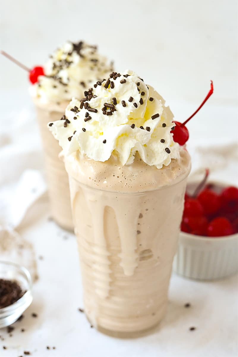 two chocolate milkshakes