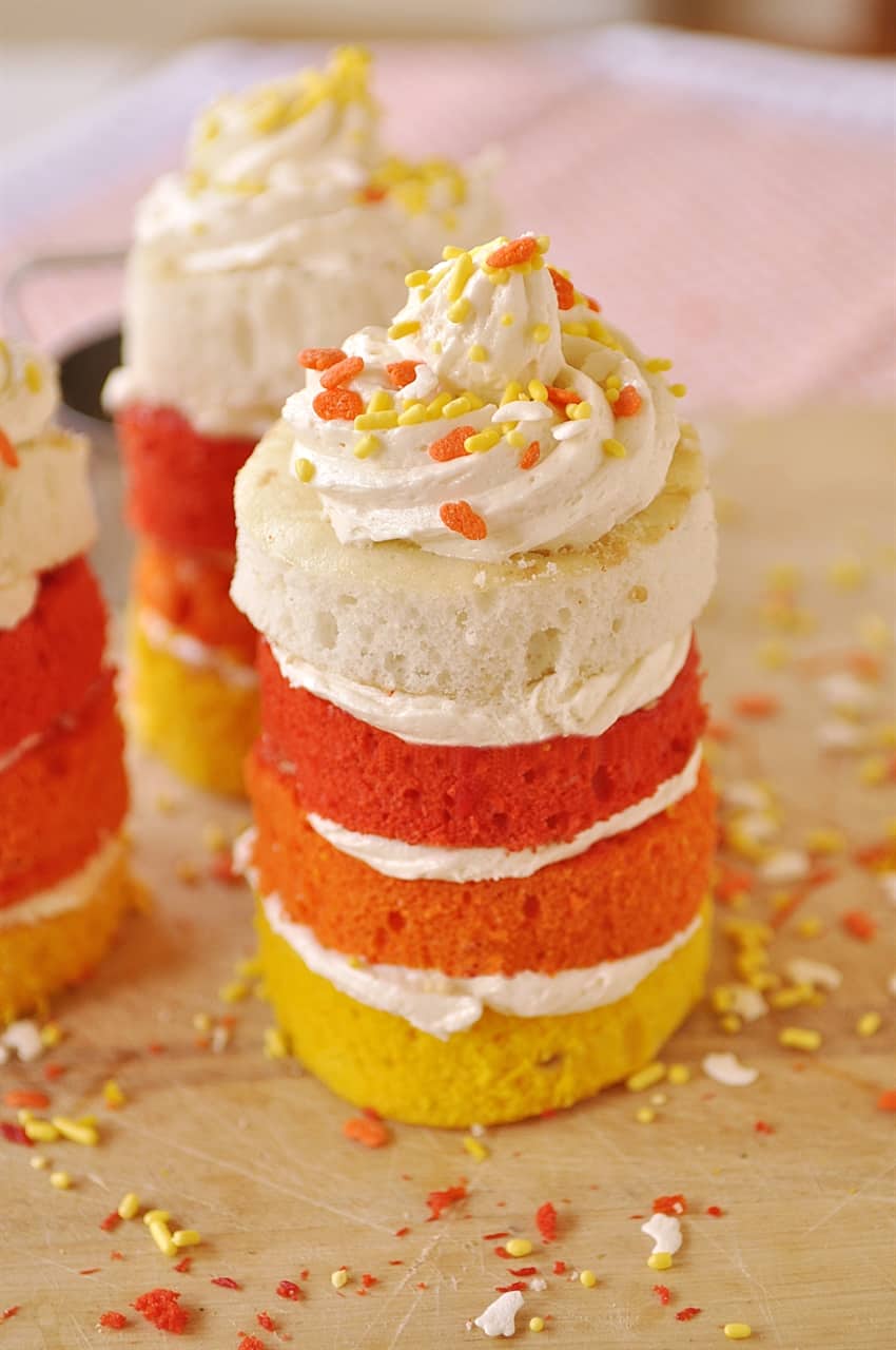 candy corn cake with frosting