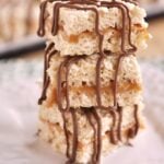 stack of caramel rice krispie treats