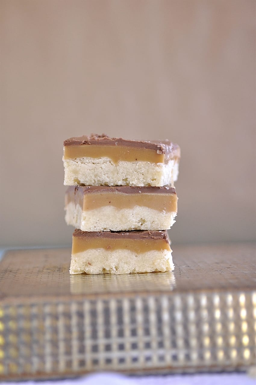 stack of caramel shortbread