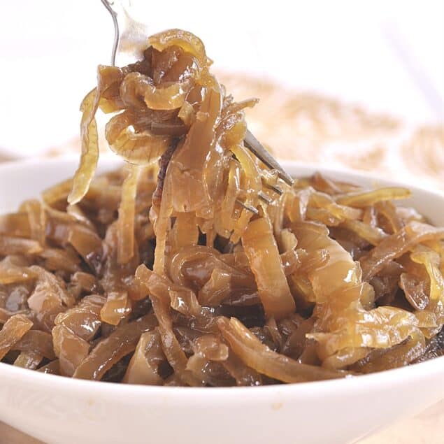 bowl of caramelized onions