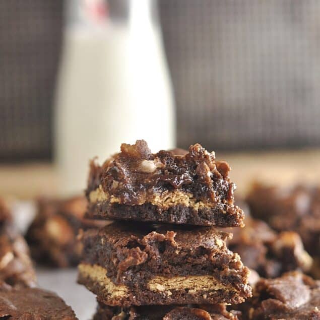 stack of smores brownies