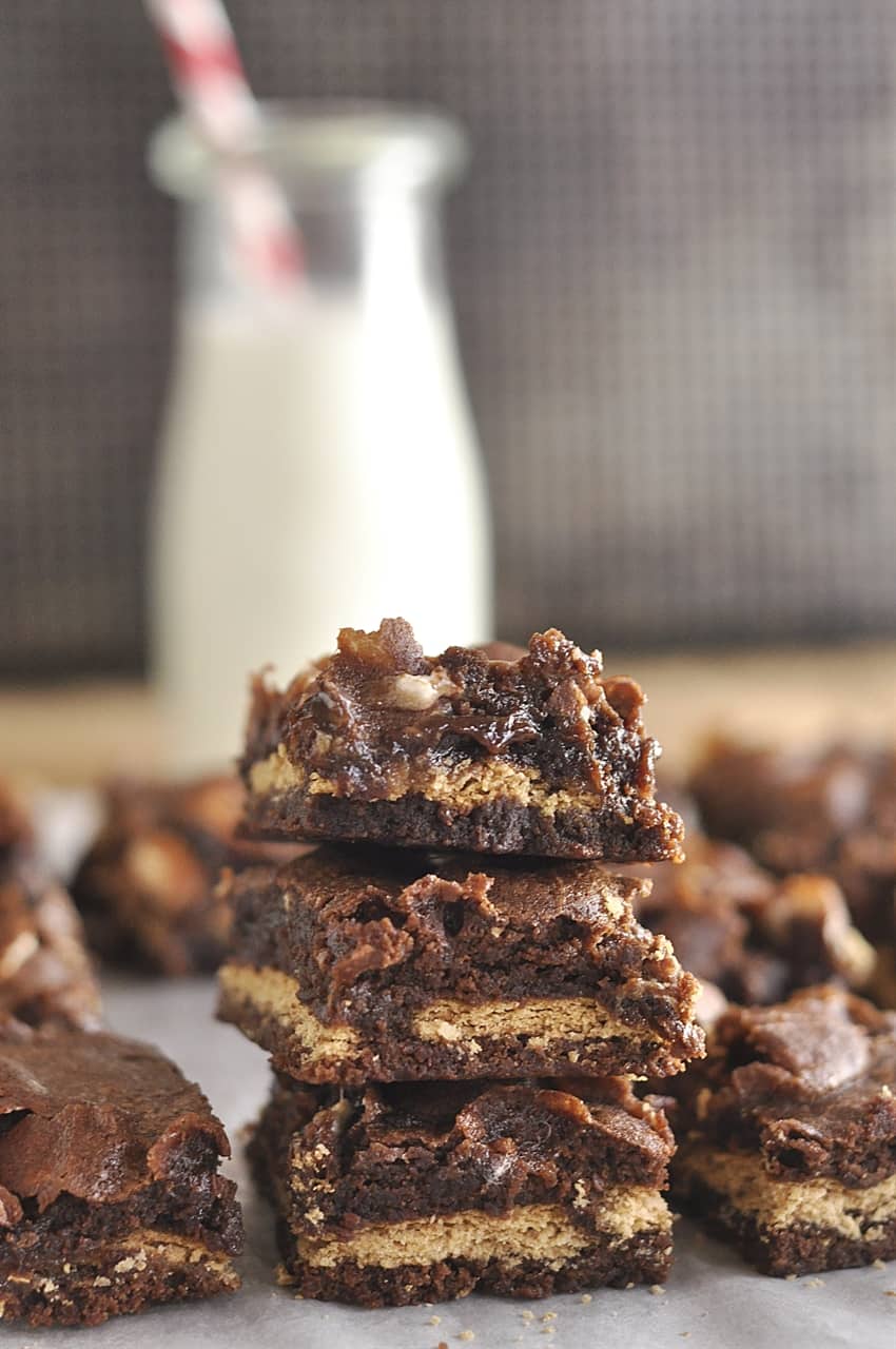 stack of smores brownies