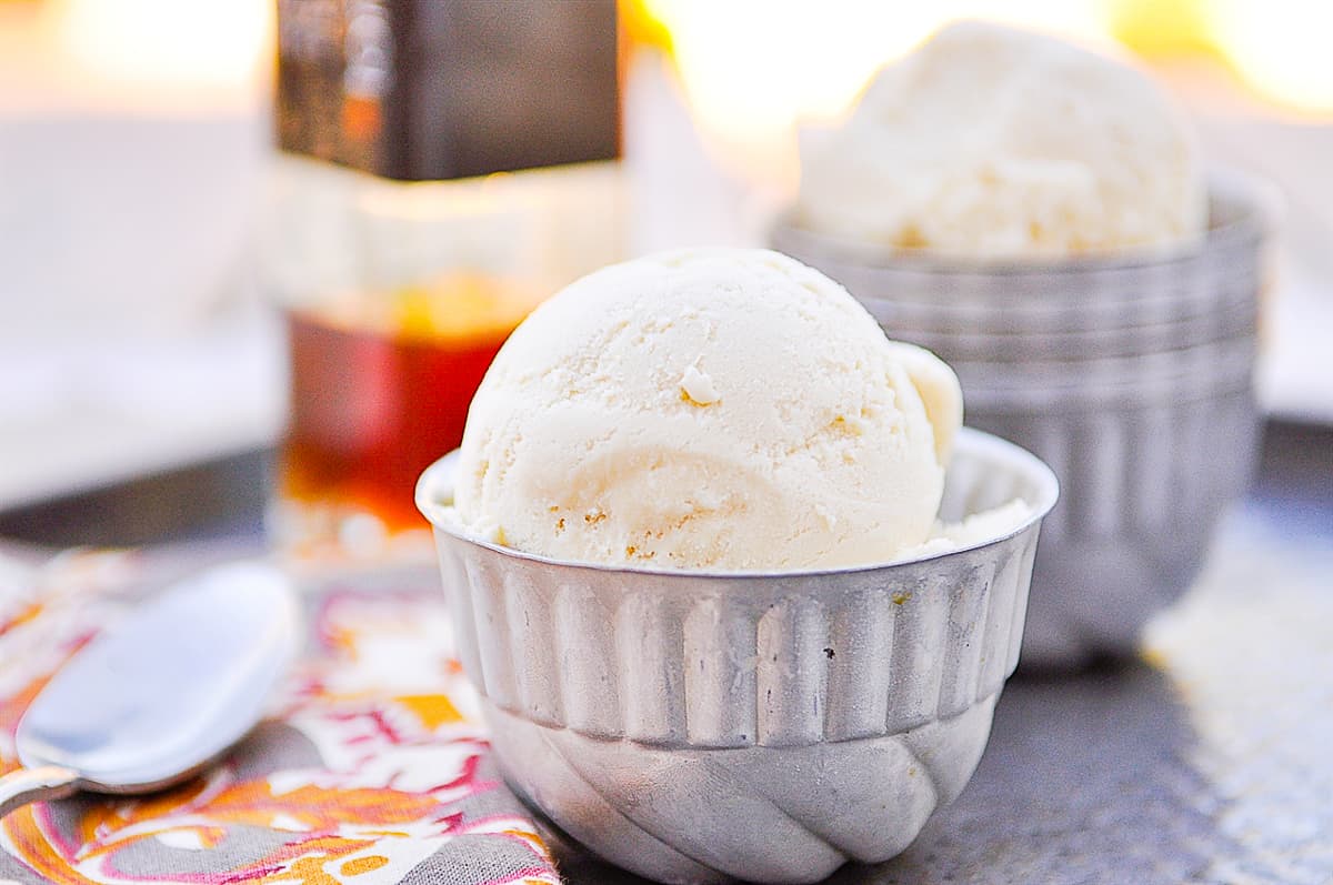 two scoops of maple ice cream
