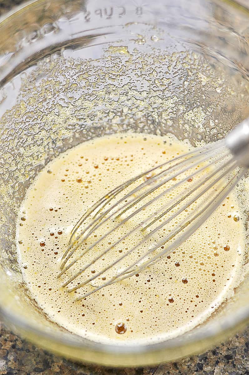 maple syrup and eggs mixed together