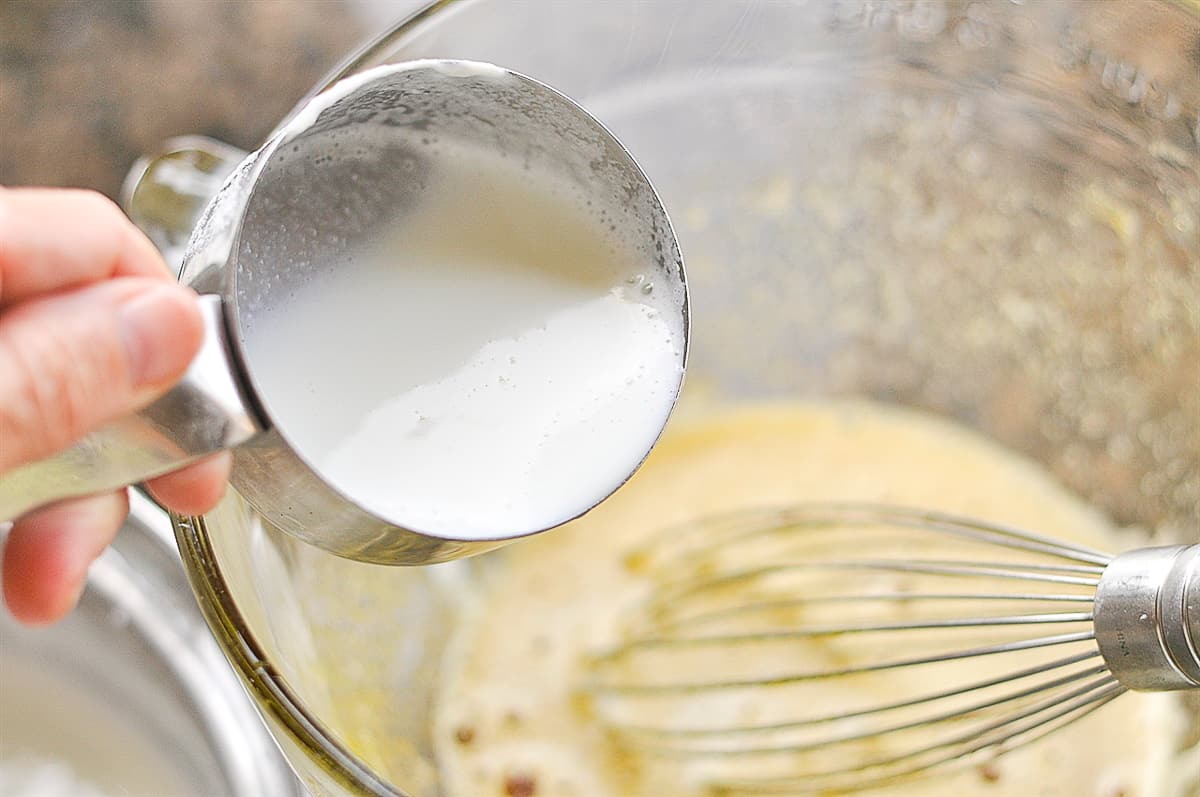 adding milk to maple ice cream 