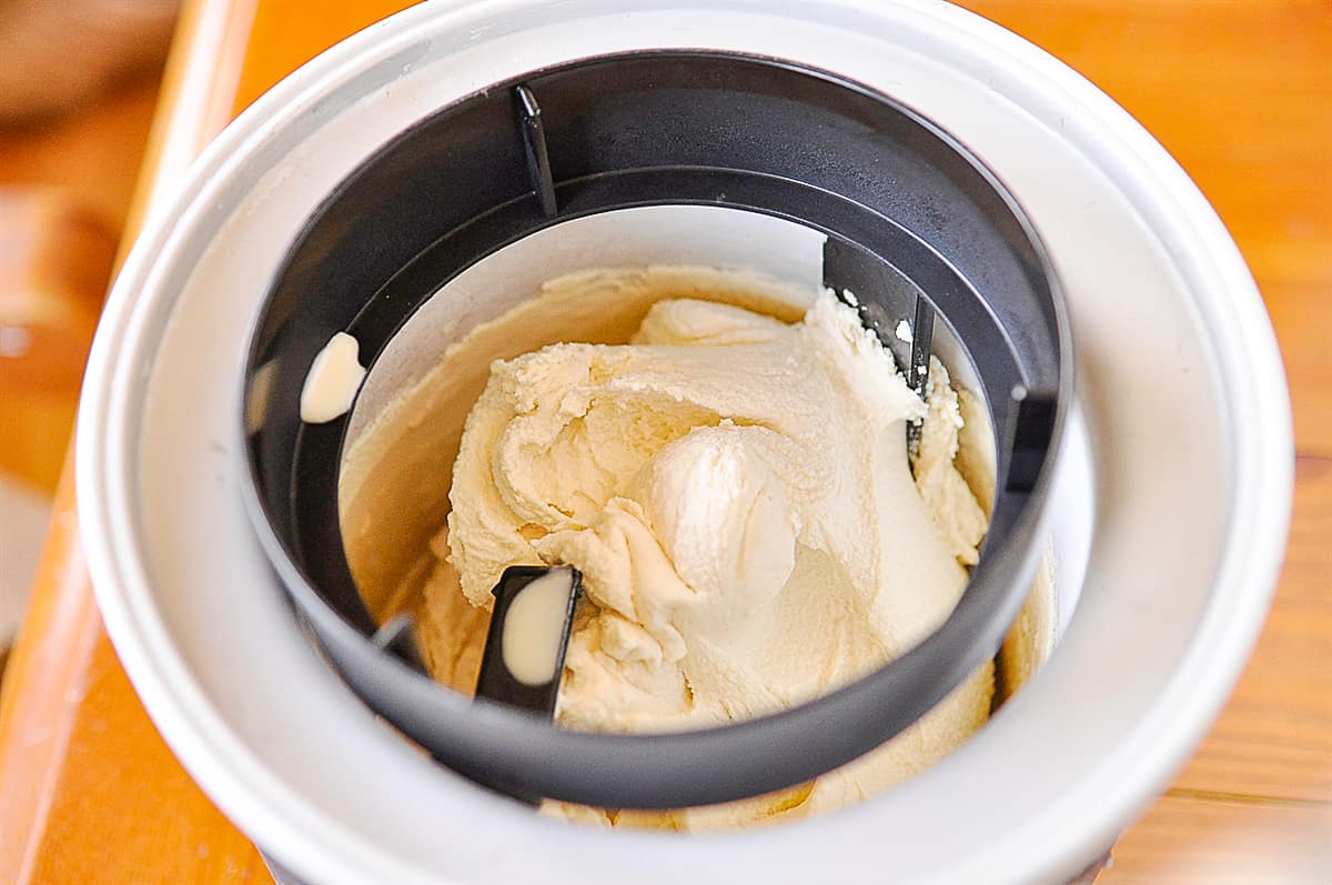 ice cream in ice cream maker