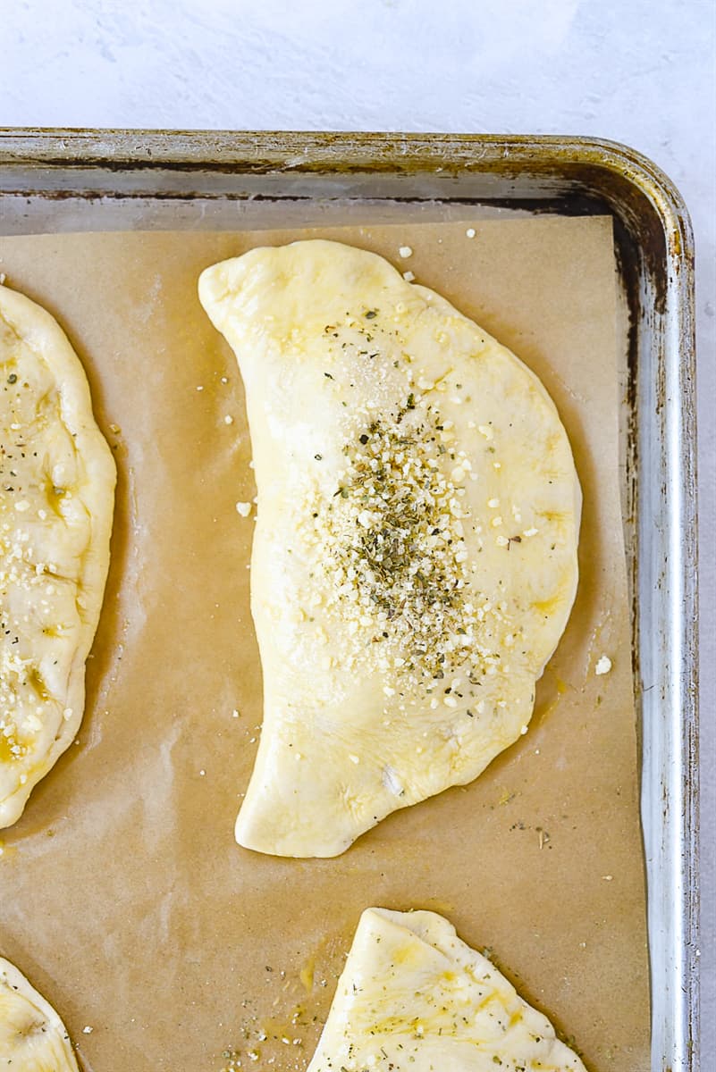 calzone ready for the oven.