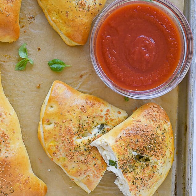 overhead shot of calzone