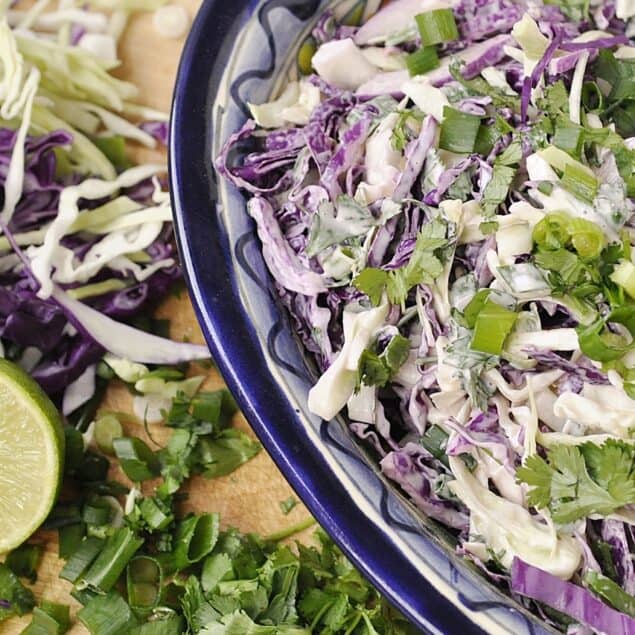 overhead shot of mexican cole slaw