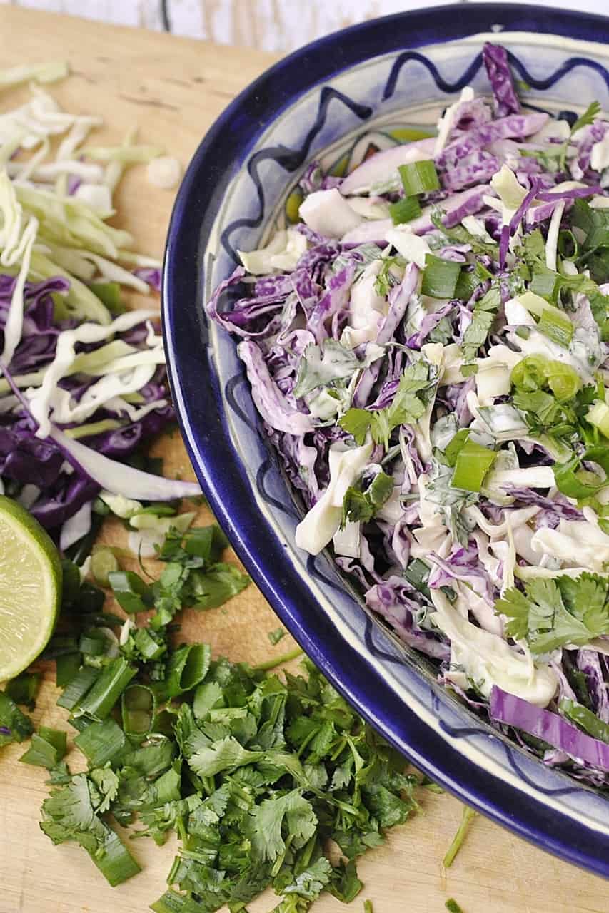 overhead shot of mexican cole slaw