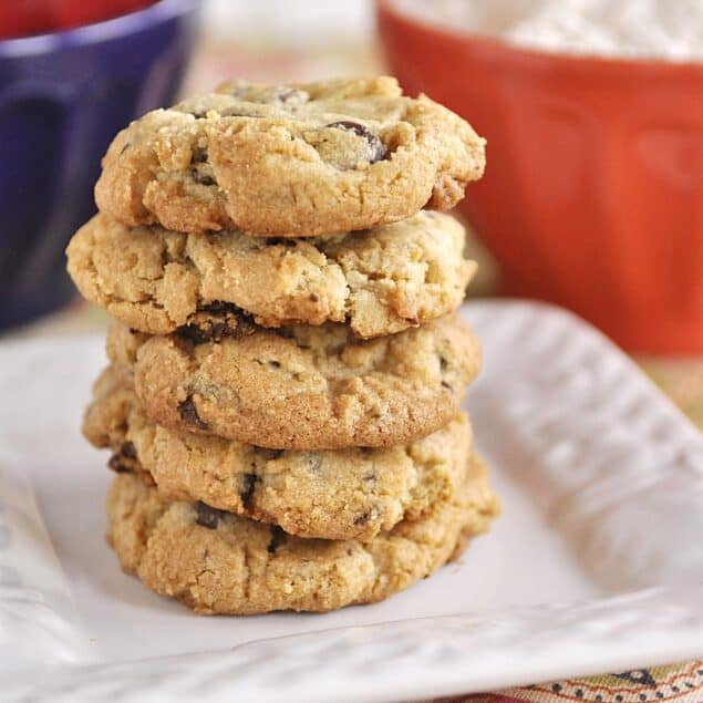 Gluten Free Chocolate Chip Cookies in a stack