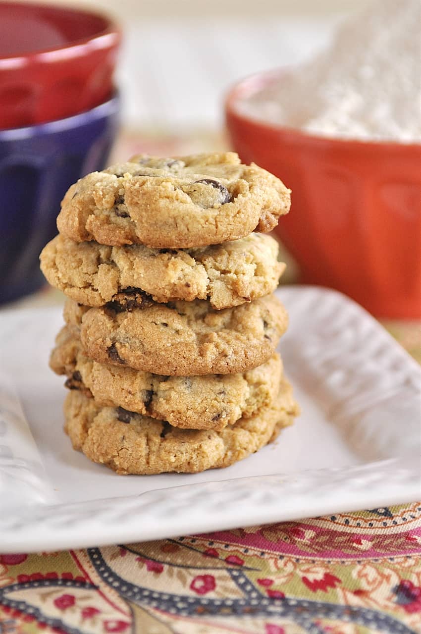 Gluten Free Chocolate Chip Cookies in a stack