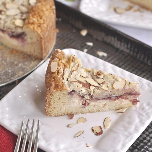 slice of raspberry cream cheese coffee cake