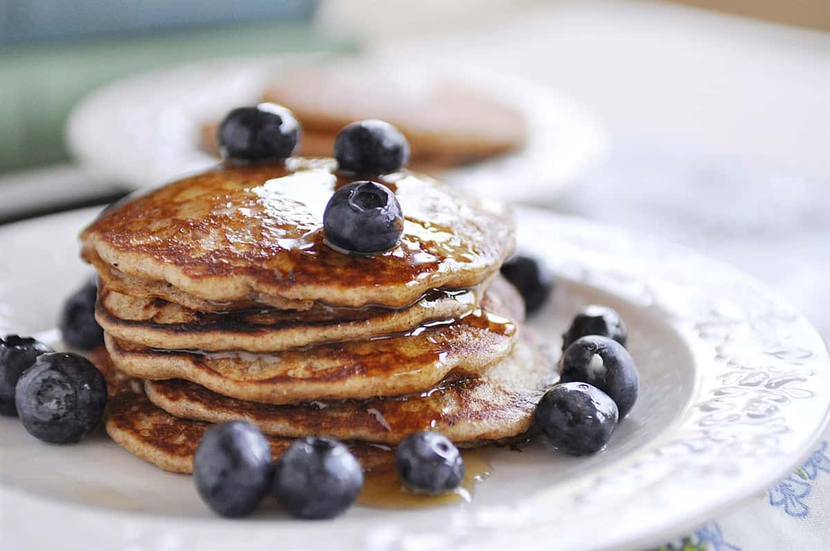 closeup of whole wheat pancakes