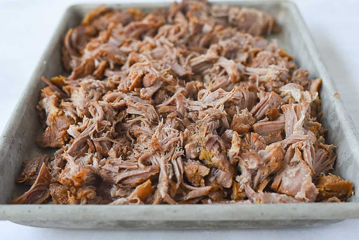 shredded sweet pork on tray