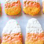 overhead shot of candy corn rice krispie treats