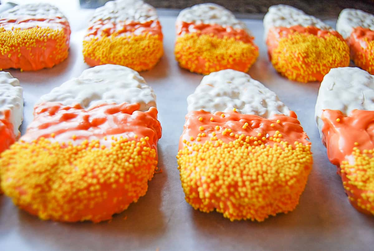 finished candy corn rice krispie treats