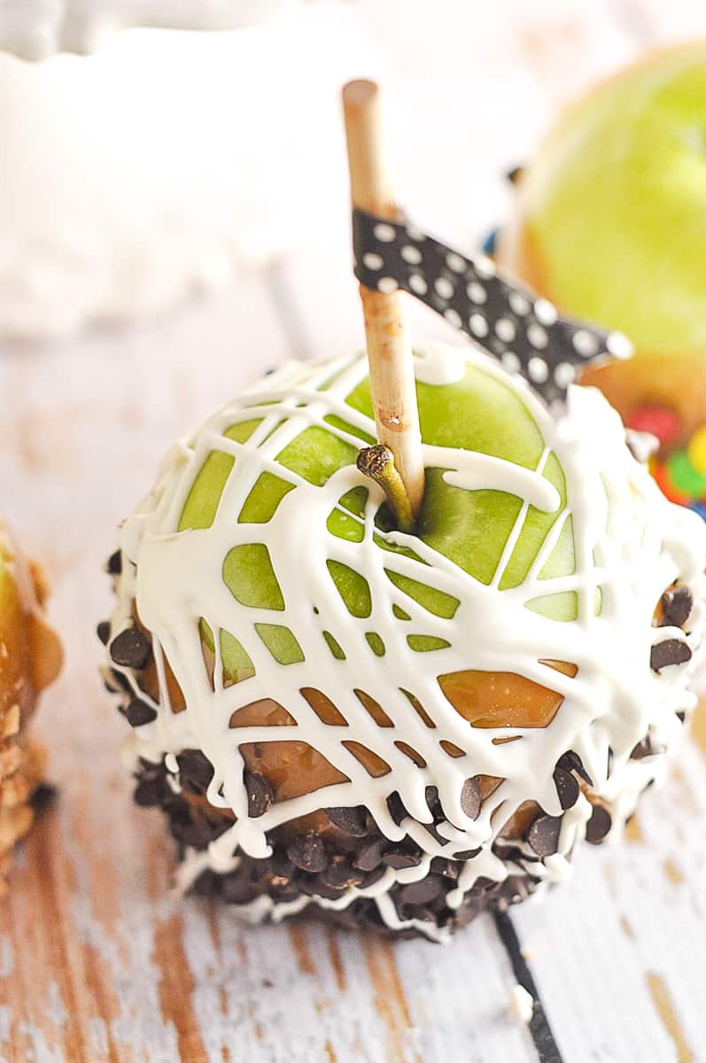 caramel apple drizzled with choclate