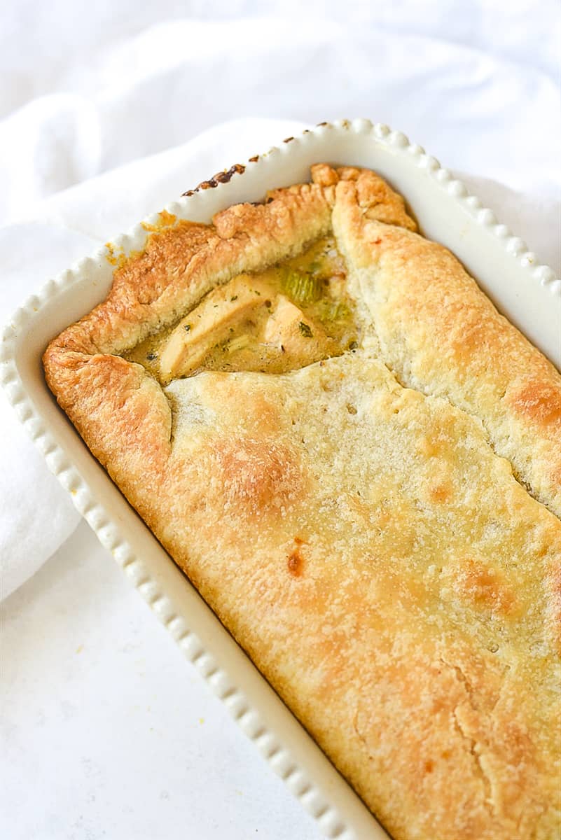 overhead shot of chicken pot pie