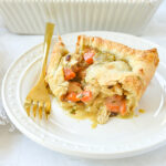 piece of chicken pot pie on a plate