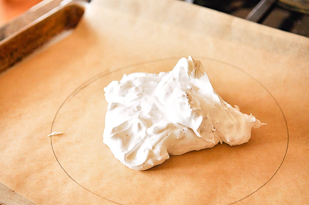 meringue on brown paper