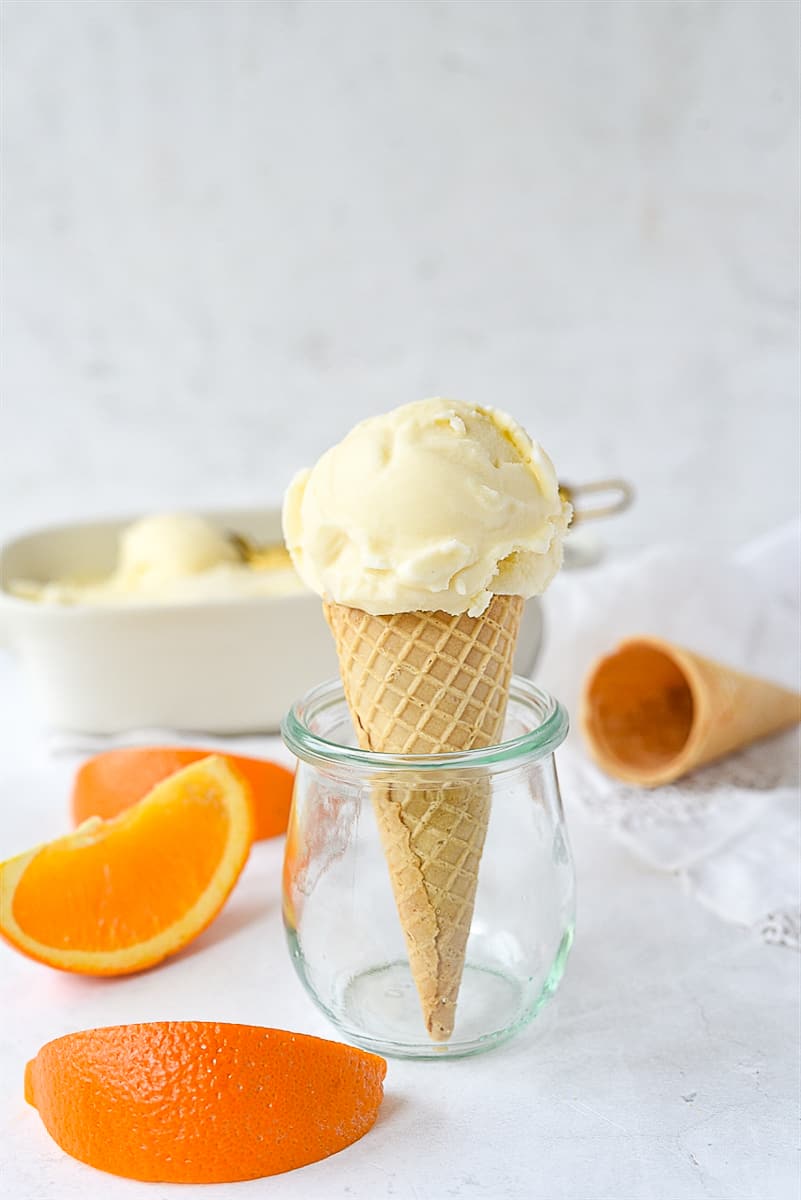 scoop of ice cream on a cone