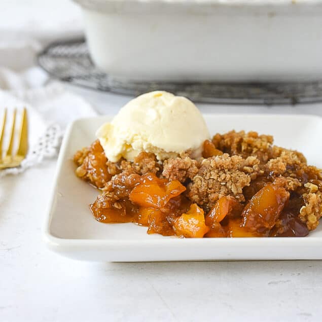 mango crumble on a plate