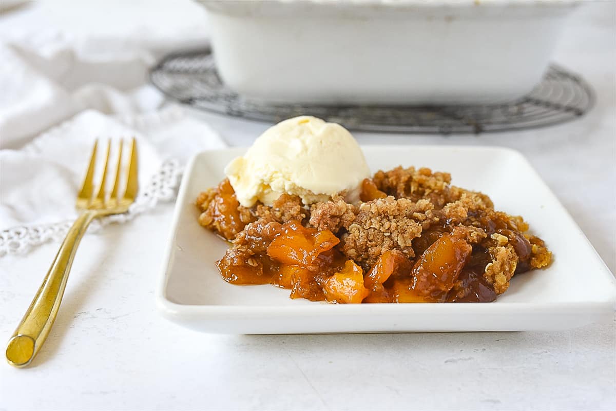 mango crumble on a plate