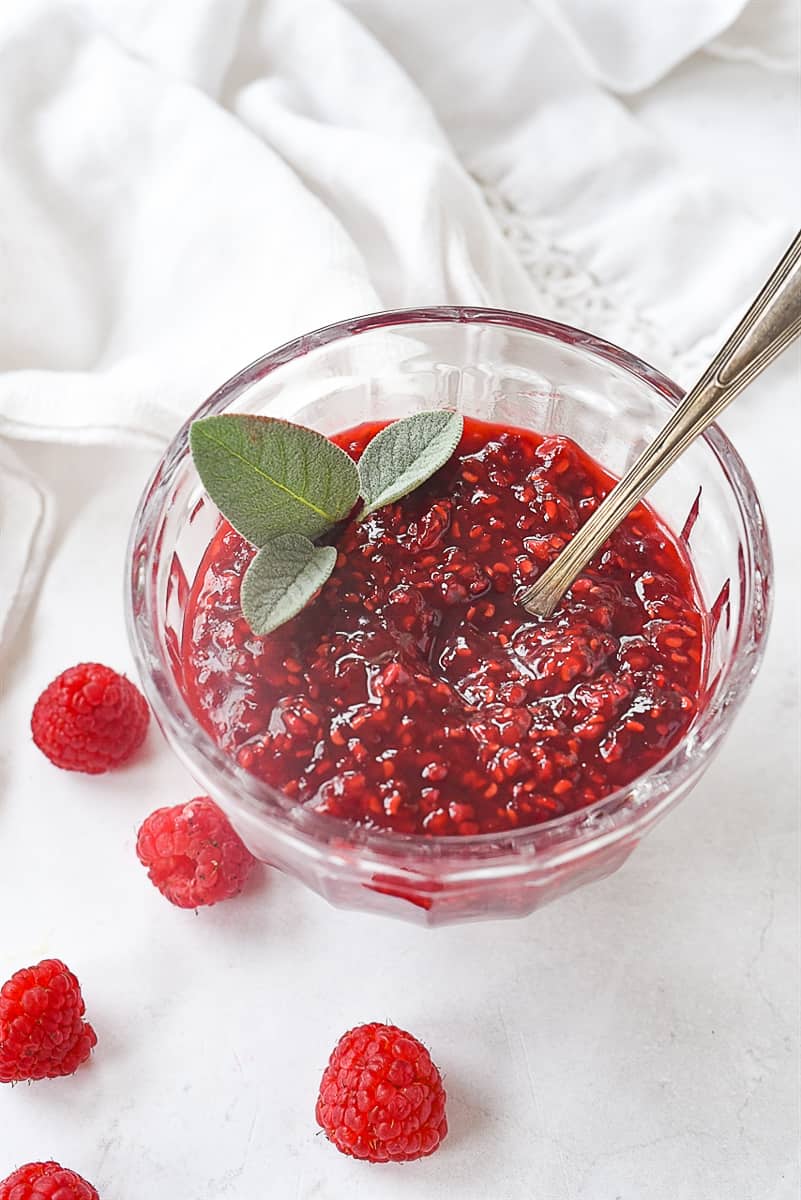 bowl of raspberry chiptole sauce