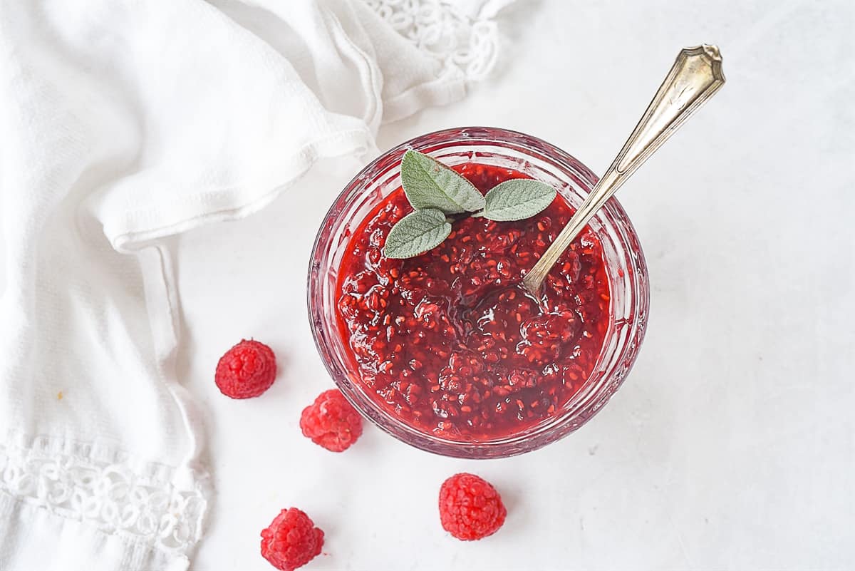 overhead shot of raspberry chipotle BBQ sauce