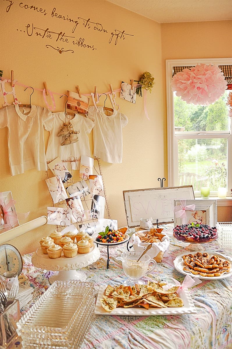 Vintage Baby shower food table