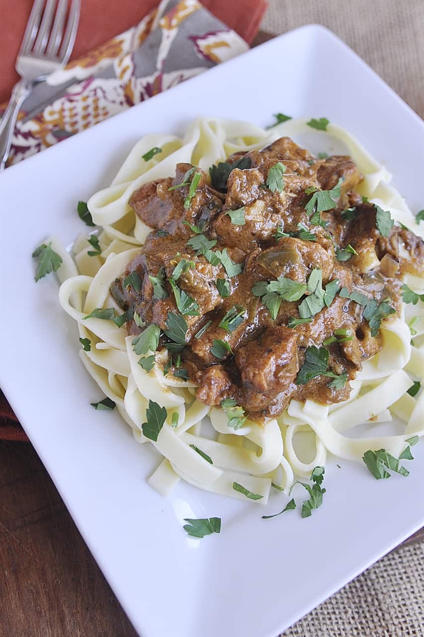 plate of chicken paprikash