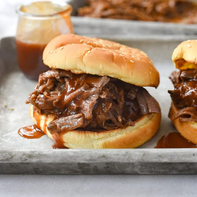 bbq beef sandwich on a bun