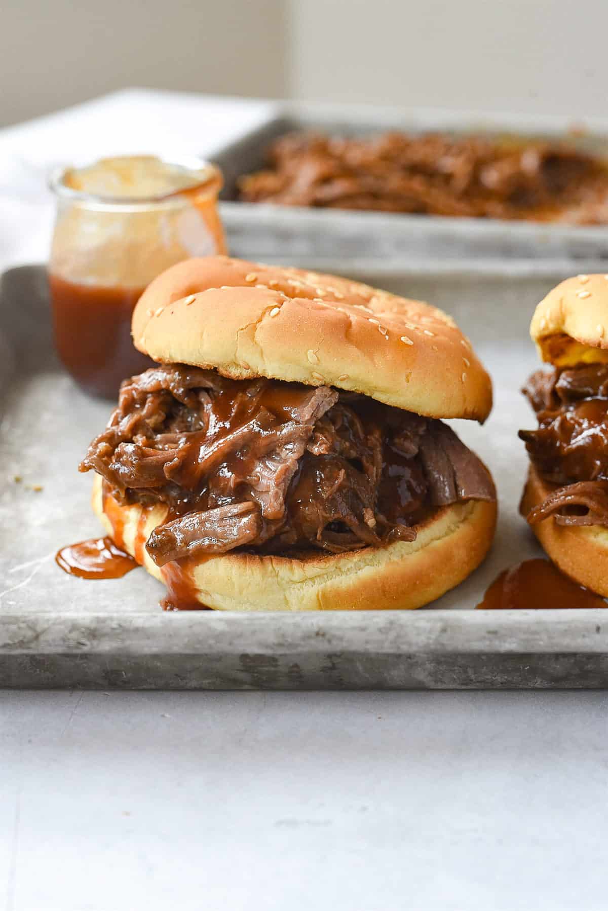 bbq beef sandwich on a bun