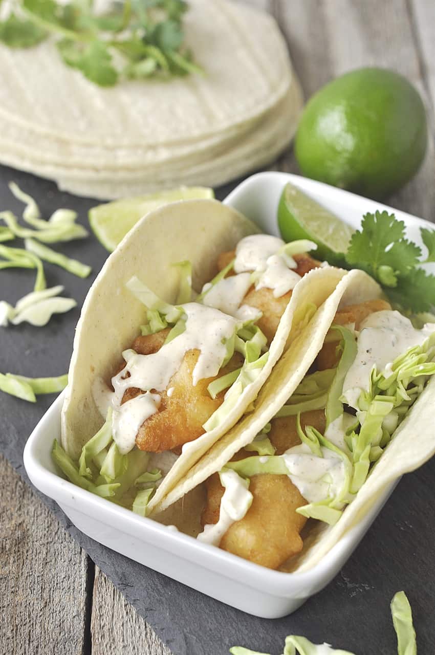 two baja fish tacos
