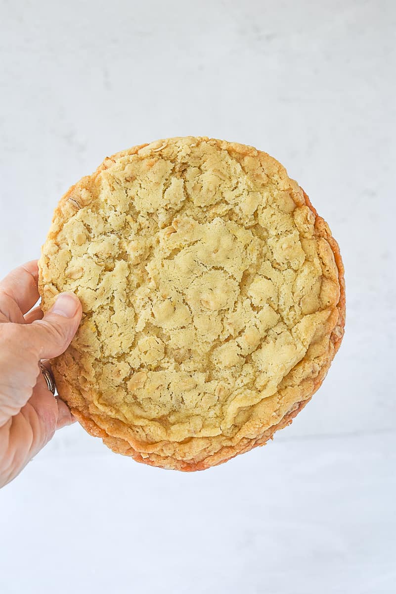 lemon oatmeal cookie in a hand