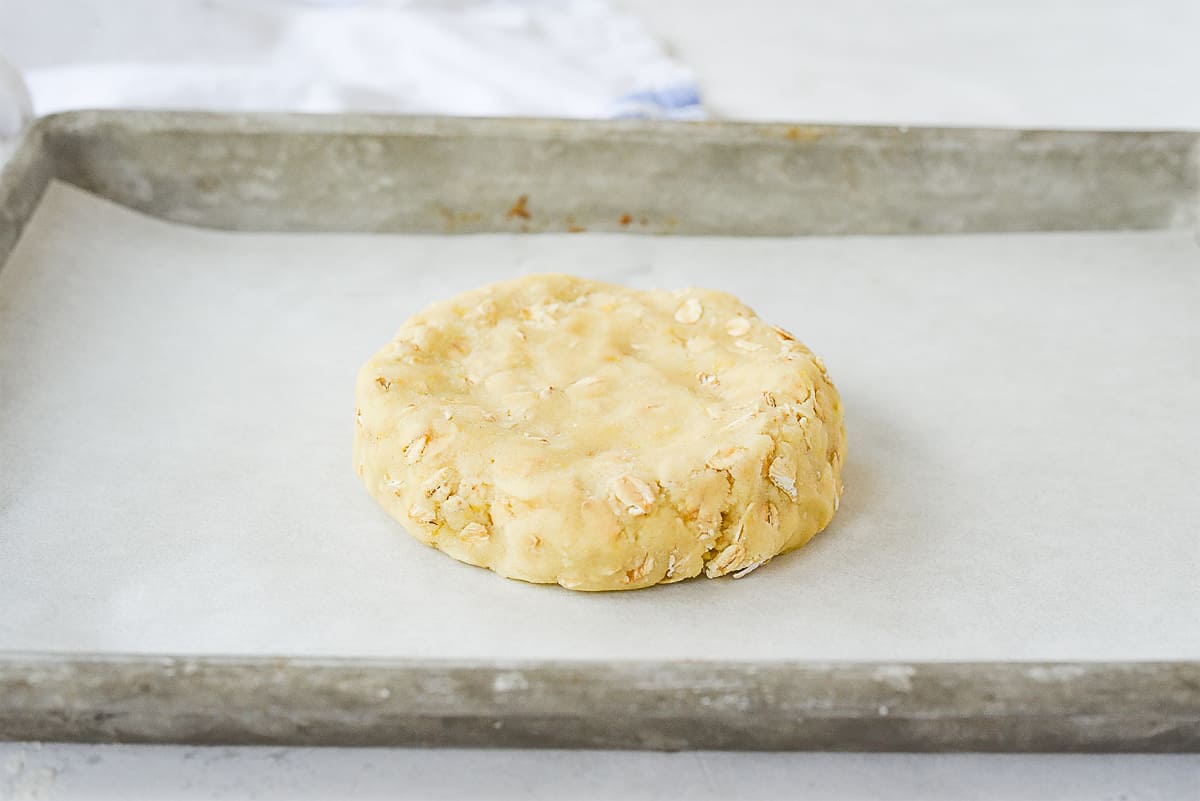 lemon oatmeal cookie dough on baking sheet