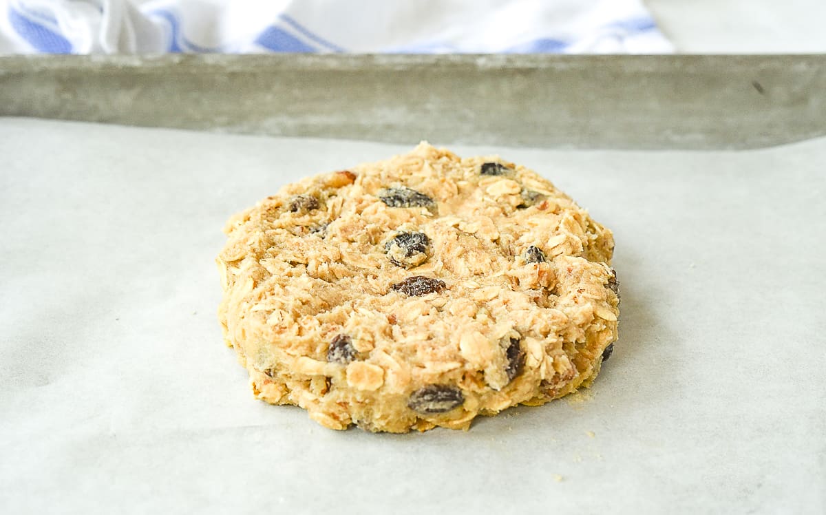 oatmeal cookie dough on baking sheet