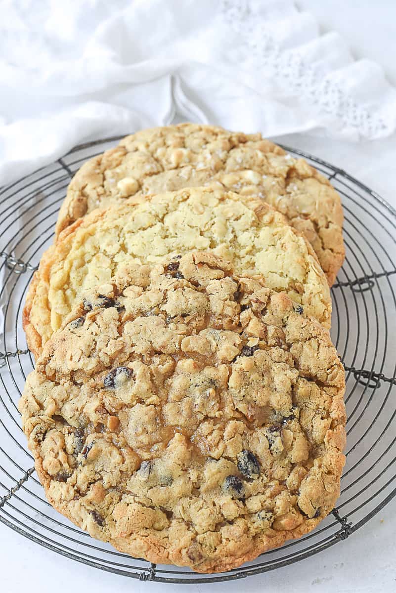 giant oatmeal cookies lined up.