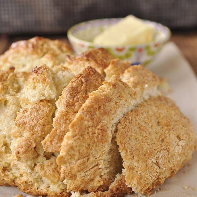 sliced loaf of irish soda bread