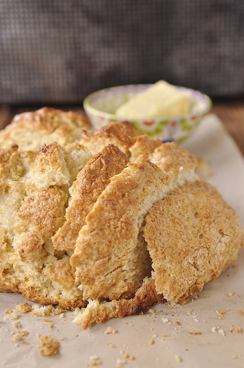 sliced loaf of irish soda bread